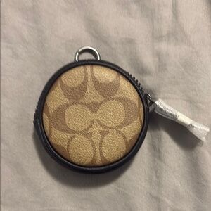 Coach Beige and Brown Coin Pouch